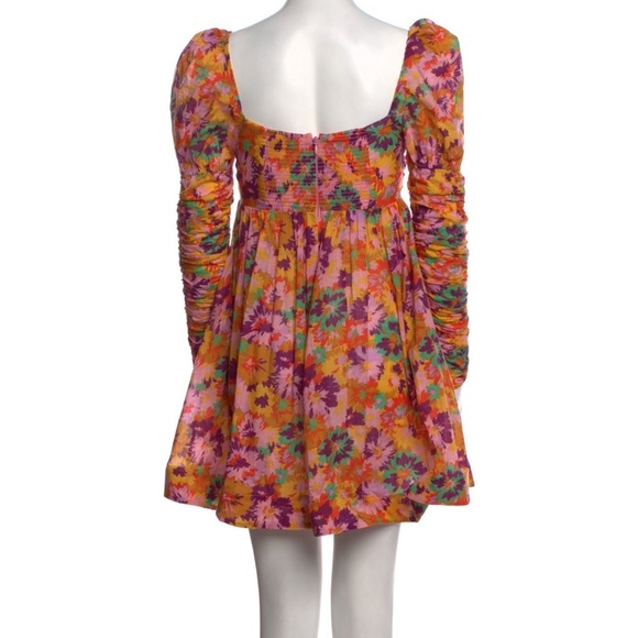 Zimmermann Violet Orange Yellow Ruched Ruffled Sundress Size XS Petite (0P) - Picture 10 of 11